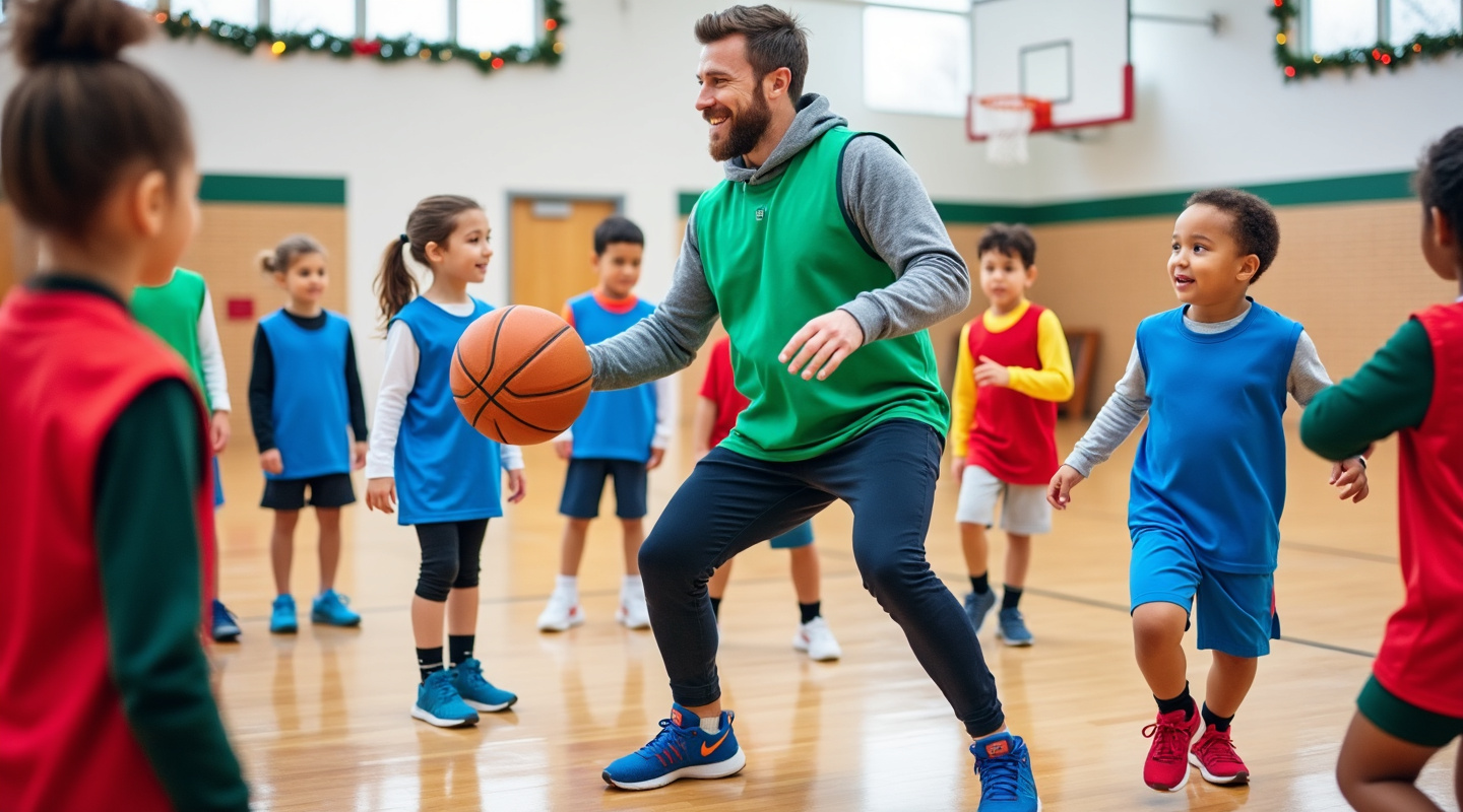 Coach training a young player